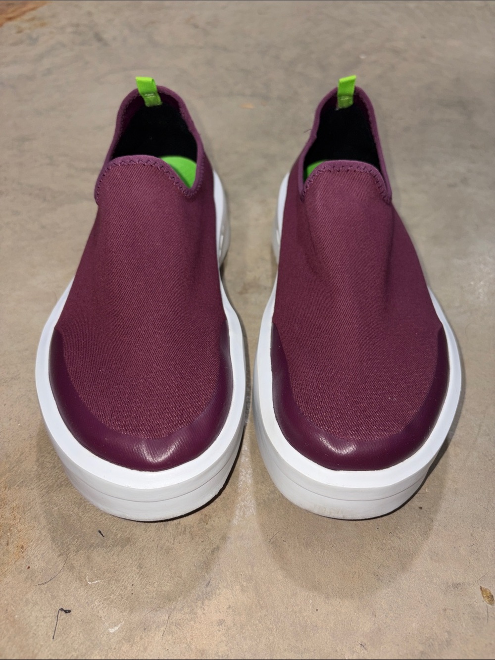 OOFOS Slip-On Shoes Burgundy with White Soles
